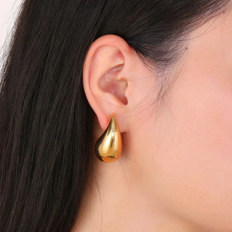 Vintage Gold Plated Chunky Teardrop Earrings