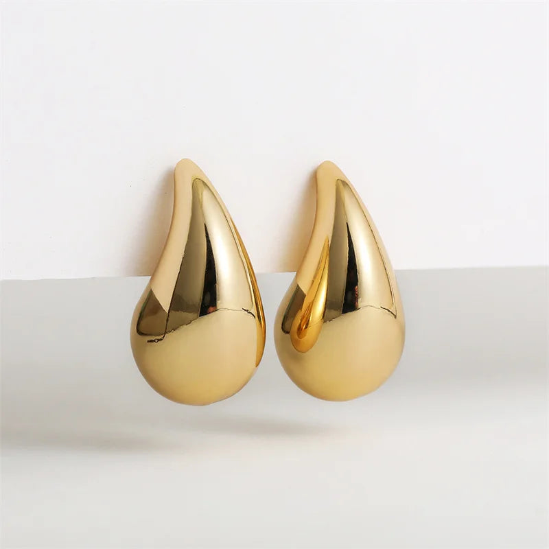 Vintage Gold Plated Chunky Teardrop Earrings