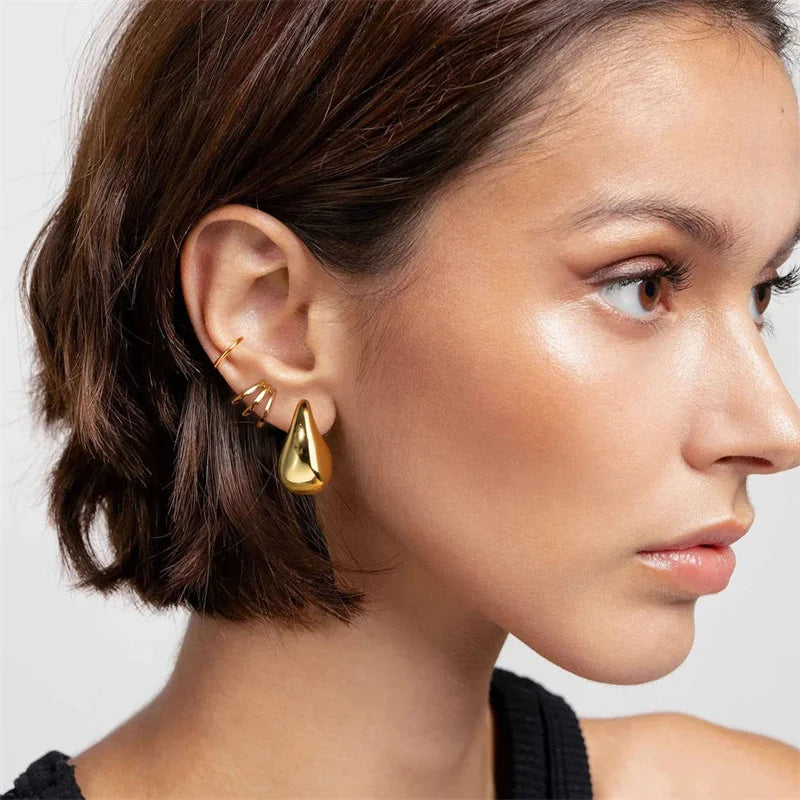 Vintage Gold Plated Chunky Teardrop Earrings